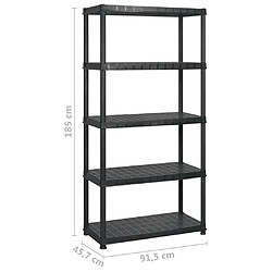 vidaXL Étagère de Rangement 5 Niveaux Noir 183 cm pas cher