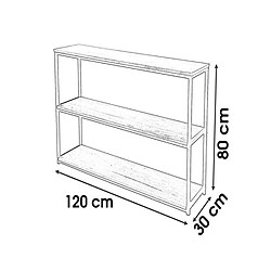 Avis Urban Living Etagère bibliothèque 3 niveaux design industriel DOCK - L. 120 x H. 80 cm - Noir