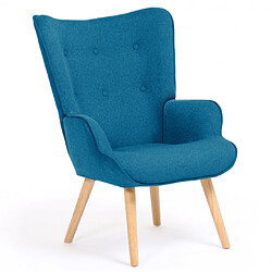 Idmarket Fauteuil scandinave IVAR en tissu bleu