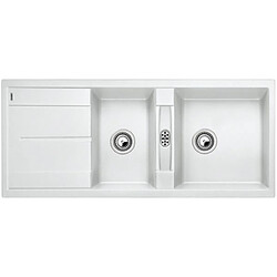 Evier à encastrer 80cm manuel blanc avec siphon - 513260 - Blancometra 8s - BLANCO pas cher