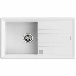 Teka Evier Stone 50 B-TG 1C 1E - Blanc Evier à une cuve avec égouttoir - Acier inoxydable - Design moderne - Anti-reflux - 86 cm