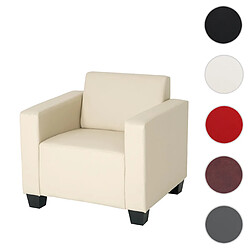 Mendler Fauteuil club simili cuir - Crème