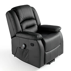 Eco-De ECODE Fauteuil de massage Maximum Relax - Noir Fauteuil de massage - Inclinaison manuelle 160° - 10 ondes vibromotrices - 9 programmes automatiques - Cuir synthétique A++