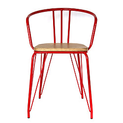The Home Deco Factory Fauteuil en métal Arnold - H. 72,5 cm - Rouge