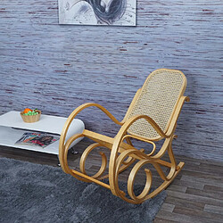 Mendler Fauteuil à bascule rotin - Chêne