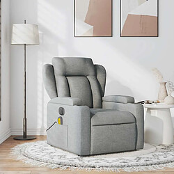 vidaXL Fauteuil de massage inclinable - Gris clair Tissu