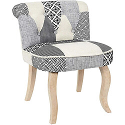 The Home Deco Factory Fauteuil Eleonor Fauteuil - Patchwork - Polyester - Dossier haut - Chaise design