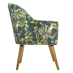 Atmosphera Fauteuil de table effet velours Sango - Imprimé jungle