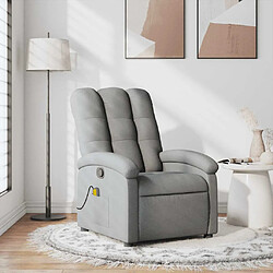vidaXL Fauteuil de massage inclinable - Gris clair Fauteuil de massage - Inclinaison manuelle - Vibration 6 points - Tissu gris clair