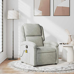 VIDAXL Fauteuil de massage - Gris clair Fauteuil inclinable à vibration - Velours - Cadre en métal robuste