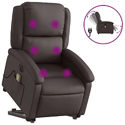 vidaXL Fauteuil Massage Marron Foncé