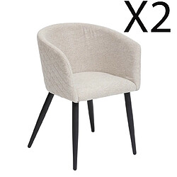 Pegane Lot de 2 fauteuils de salle à manger - Beige