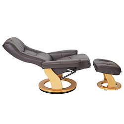 Mendler Fauteuil relax cuir pivotant - Marron pas cher