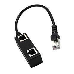 RJ45 Splitter Network Adapter Diviseur RJ45 - Noyau doré - Protège contre les interférences - Noir