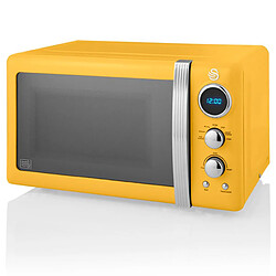 Swan SM22030YELNEU - Jaune Four micro-ondes monofonction - 800 W - 5 niveaux de puissance - Minuterie numérique - Décongélation auto et manuelle - Commandes électroniques - Porte à effet miroir