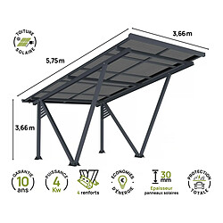 Avis Habitat Et Jardin Ombrière Carport solaire avec panneaux photovoltaïques - 366 x 575 x 366 cm - Gris - 4,1 kW