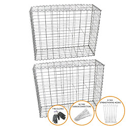MonsterShop Lot de 2 Paniers de Gabions 100x95x30 cm