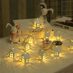 Wewoo Guirlande LED 1.2m Maison Bois Guirlande LED - Maison bois - Blanc chaud - 10 LEDs - 1.2m - Piles AA