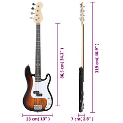 vidaXL Guitare basse électrique sac brun et blanc 4/4 46" pas cher
