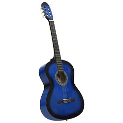 vidaXL Guitare classique 4/4 - Bleu avec housse