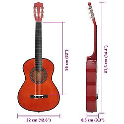 vidaXL Guitare classique débutant 1/2 34" - Tilleul pas cher