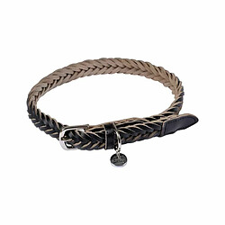 Paris Prix Collier pour Chien Réglable Tressé - 70 cm Noir Collier pour chien - Cuir - Longueur 50-70 cm - Effet tressé - Extensible - Couleur noir