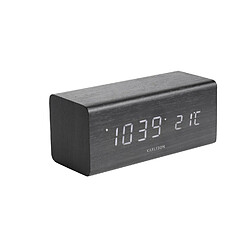 Karlsson Réveil LED Block en Bois sombre - Noir