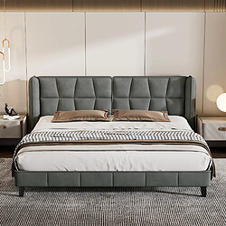 Avis MIVRAY Lit Adulte Double 180x200 Cm Avec Tête De Lit Tapissée Et Sommier à Lattes, Velours, Gris
