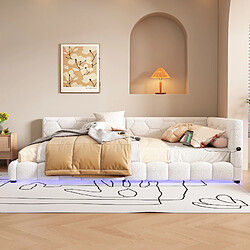 Avis MIVRAY Lit adulte double 140x200 cm, LED 16 couleurs USB et USB C, velours blanc