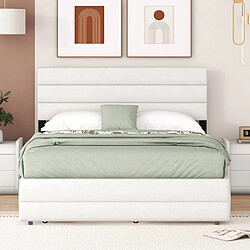 Avis MIVRAY Lit gigogne adulte 140x200 cm avec 2 tiroirs de rangement, lin, beige