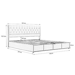 MIVRAY Lit coffre adulte 180x200 cm lit double avec rangement, velours gris pas cher
