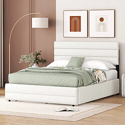 Acheter MIVRAY Lit gigogne adulte 140x200 cm avec 2 tiroirs de rangement, lin, beige