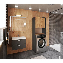 Acheter Stiv-Meubles Colonne salle de bain Gris+Chêne Wotan64x30x165 cm - armoire au-dessus machine à laver