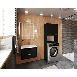 Avis Stiv-Meubles Colonne salle de bain noir 64x30x165 cm - armoire au-dessus machine à laver
