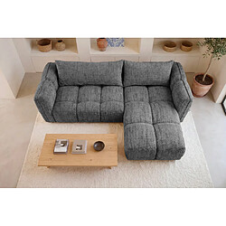 Casanova Canapé d'angle tissu chenille 3 places Gris foncé Droit pas cher