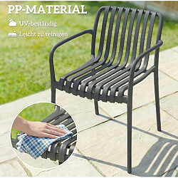 STILVORA Lot de 4 chaises de jardin 55/58,5/81,5 cm gris foncé en plastique empilables pas cher