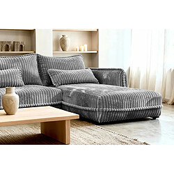 Acheter Casanova Canapé d'angle velours côtelé 3 places Gris foncé