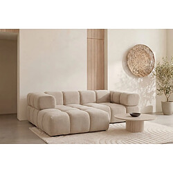 Casanova Canapé d'angle tissu velours 4 places Beige Gauche pas cher