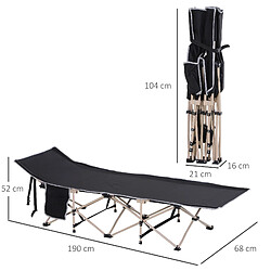 Avis STILVORA Lit de camp 190/68/52 cm noir en polyester pliable avec housse de transport