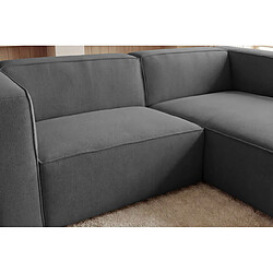 Casanova Canapé d'angle tissu lisse 4 places Gris foncé Gauche pas cher
