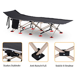 STILVORA Lit de camp 190/68/52 cm noir en polyester pliable avec housse de transport pas cher