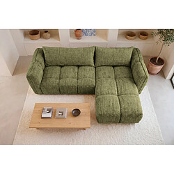 Casanova Canapé d'angle tissu chenille 3 places Vert Droit pas cher