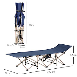 Avis STILVORA Lit de camp 190/68/52 cm bleu en polyester pliable avec sac de transport