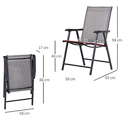 Avis STILVORA Lot de 2 chaises de camping 58/64/94 cm gris en métal pliantes avec accoudoirs