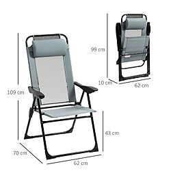 Avis STILVORA Lot de 2 chaises pliantes 62/70/109 cm gris en acier à dossier réglable