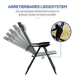 STILVORA Lot de 2 chaises pliantes 62/70/109 cm gris en acier à dossier réglable pas cher