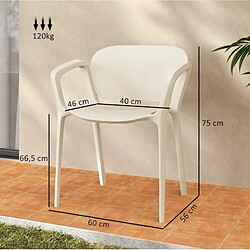 Acheter STILVORA Lot de 4 chaises de jardin 60/56/75 cm blanches en plastique empilables