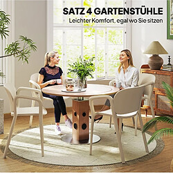 STILVORA Lot de 4 chaises de jardin 60/56/75 cm blanches en plastique empilables pas cher