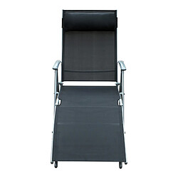STILVORA Bain de soleil 137/63,5/100,5 cm noir en métal avec dossier réglable pas cher