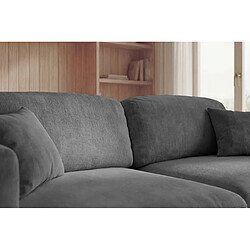Casanova Canapé d'angle tissu velours 4 places Gris foncé Droit pas cher